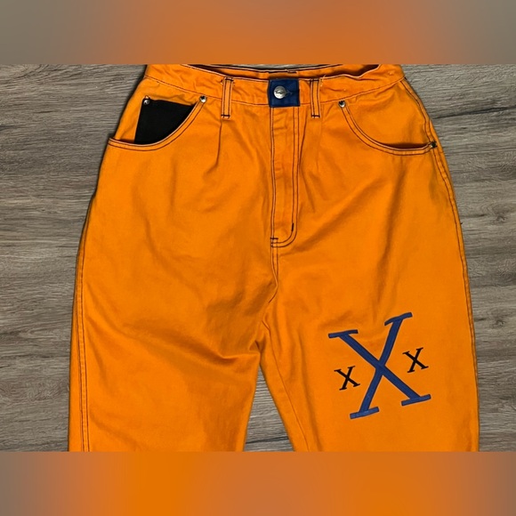 VTG 80s Traffic Embroidered High Waist Women's Mom Jeans Size 13/14 Orange - Picture 5 of 12